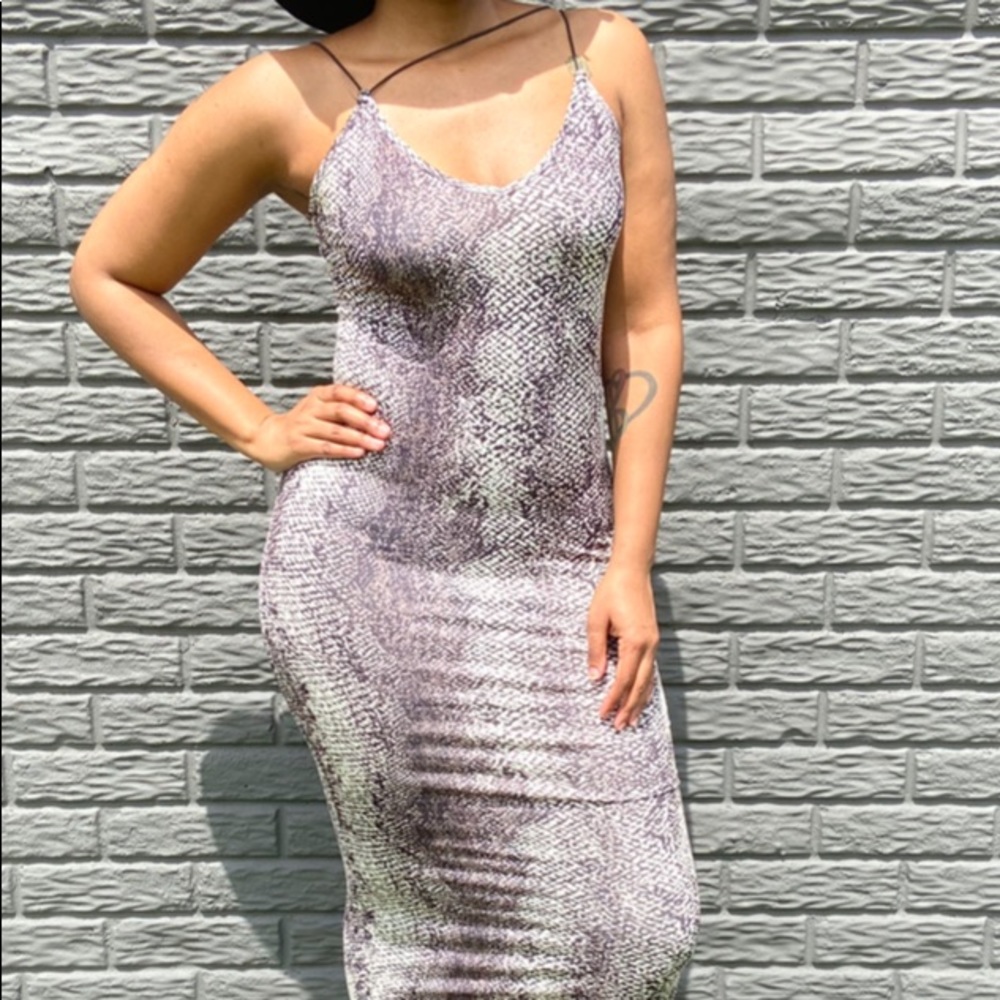 Snake Skin Halter Midi Dress
